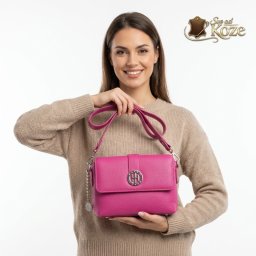 Pink ženska tašna od prirodne kože Pretty