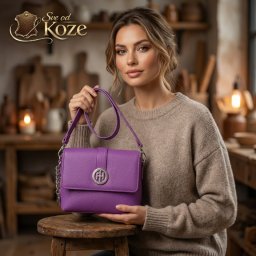 Ljubičasta ženska tašna od prirodne kože Pretty