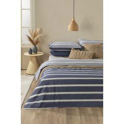 200x220 ENGLISH HOME DVODELNA POSTELJINA NA PRUGE ZA FRANCUSKI KREVET, PLAVA