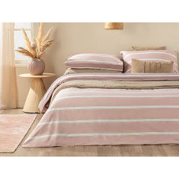 200x220 ENGLISH HOME DVODELNA POSTELJINA NA PRUGE ZA FRANCUSKI KREVET, ROZA