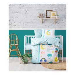 Posteljina za bebe sunce, duga i mesec- ruyalar-mint