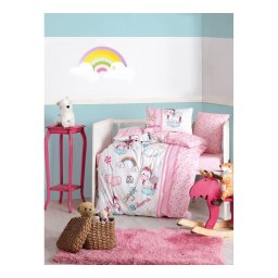 Posteljina za bebe jednorog- roza- unicorn-pembe