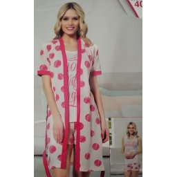 Ženska letnja pidžama sa ogrtačem SVETLO ROZE Vigenza 4086