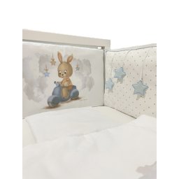 Posteljina za krevetac Zeka na motoru plava