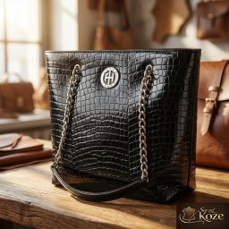Elegantna velika crna torba od kože Lara