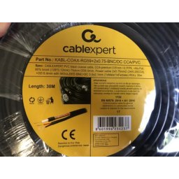 GEMBIRD KABL-COAX-RG59+2X0.75-BNC/DC-30M gotov krimpovan kabl za video nadzor sa BNC+DC krajevima CCA 30m
