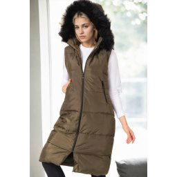 Z6741 DEWBERRY WOMEN'S VEST-KHAKI-1