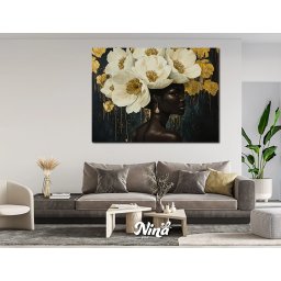 Moderne slike na platnu Crnkinja sa belim cvecem ms177