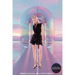 Trendyol X Artificial Intelligence Black Slim Tulle Detailed Belted Vest
