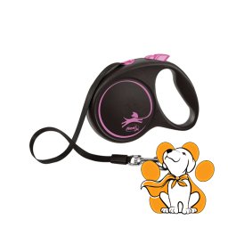 Flexi Black Design Tape S, 5m, Povodac Za Pse U Roze Boji