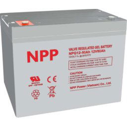 NPP NPG12V-80Ah, GEL BATTERY, C20=80AH, T16, 330x171x214x220, 22,6KG, Light grey