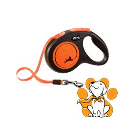 Flexi Povodac Za Pse New Neon M Tape 5m, Do Maksimum 25kg, Narandžasti