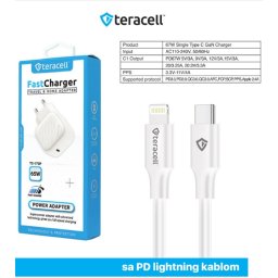 Punjac za iPhone Teracell Evolution TC-17GP, GaN, PPS, PD 3.0, 67W sa PD iPhone lightning kablom