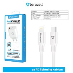 Punjac za iPhone Teracell Evolution TC-15GP, QC 3.0, PD 3.0, 20W sa PD iPhone lightning kablom
