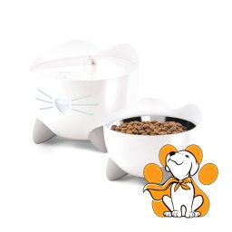 Catit PIXI Combo Pack, Fontana Od 2.5L, Posuda Za Hranu i Filteri - Bela