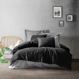 Dekordom posteljina cb ranforce double - plain line - siyah/gri ( 032440 )
