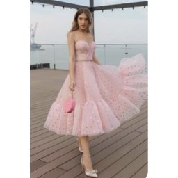 Haljina za osamnaesti rodjendan sa roze tufnama