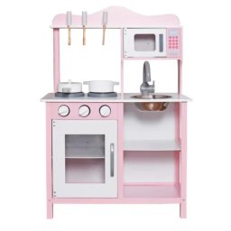 Kinder home dečija drvena kuhinja za igru sa dodacima roze ( V10C404I )