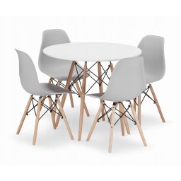 TORINO OKRUGLI STO 80 cm WHITE + Milano set 4 stolice SVETLO SIVA