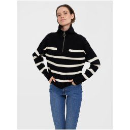 Cream-black striped sweater VERO MODA Saba - Women's