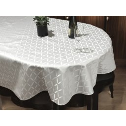 Okrugli Stolnjak 150cm Bela boja-lotos ( VLK0001360-belalotosokrugli )
