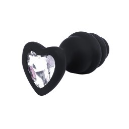 Mali rebrasti silikonski analni dildo sa dijamantom Size S