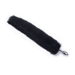 Metalni analni dildo sa crnim repom Metal Anal Plug Black Tail