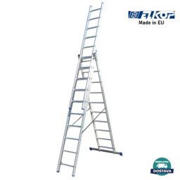 Elkop trodelne aluminijumske merdevine 3x10 - 5,8m ( 1567 )