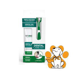 Vet's Best Dental Care Kit, Dental Komplet Za Oralnu Negu, Četkica i Gel Za Zube