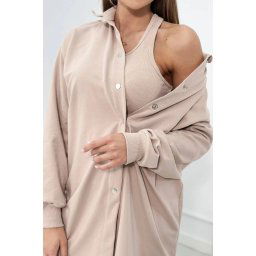 3-piece set of sweatshirt, top and leggings beige