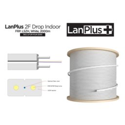 LanPlus Fiber optic cable 2FO 2km Indoor drop cable, G657A1, FRP, LSZH, white ( 4362 )