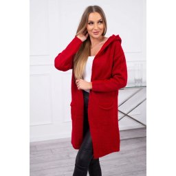 Kesi Plain sweater with a hood and pockets red