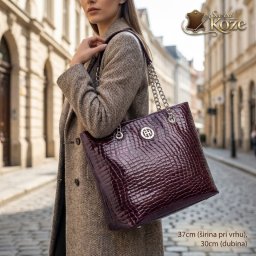 Elegantna velika bordo torba od kože Lara