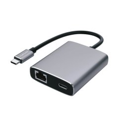 Kabl adapter USB3.1 C M-2xUSB3.0 A F+USB3.1 C F+RJ45
