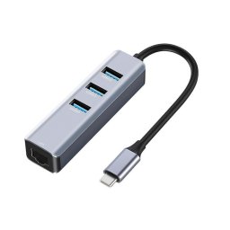 Kabl adapter USB3.1 C M-3xUSB3.0 A F+RJ45