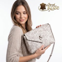 Bež kroko elegantna ženska kožna torba Bella