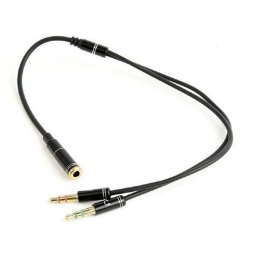 Audio Y Splitter za slušalice s mikrofonom, 2x3,5mm muški na 1x3,5mm ženski, Gembird CCA-418M
