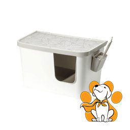 Moderna Casetta Camelia Soft White, Toalet Za Mačke Sa Lopaticom Za Posip