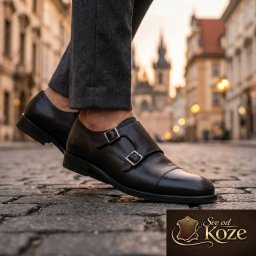 Muške crne monk cipele sa dve kopče