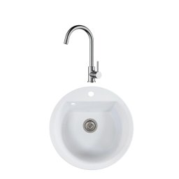 Set: Bela Granitna Sudopera SanDonna LENA sa SanDonna Solo Inox Slavinom