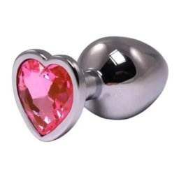 Metalni analni plug Srce Pink Veličina S