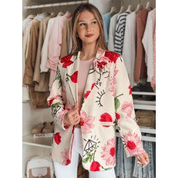 Marynarka damska one size oversize w kwiaty PETALISSA biała Dstreet