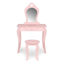 Veliki drveni sto za šminkanje za devojčice sa ogledalom, Pink, ECOTOYS