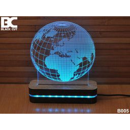 Black Cut 3D Lampa jednobojna - Globus ( B005 )