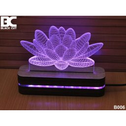 Black Cut 3D Lampa jednobojna - Lotus ( B006 )