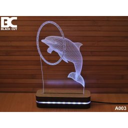 Black Cut 3D Lampa jednobojna - Delfin ( A003 )