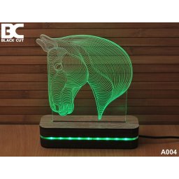 Black Cut 3D Lampa jednobojna - Konj ( A004 )