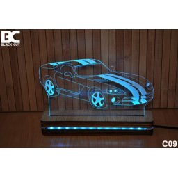 Black Cut 3D Lampa jednobojna - Corvette ( C09 )