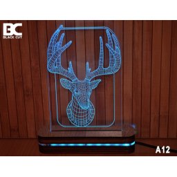 Black Cut 3D Lampa jednobojna - Jelen ( A12 )