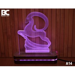 Black Cut 3D Lampa sa 9 različitih boja i daljinskim upravljačem - Divokoza ( A14 )